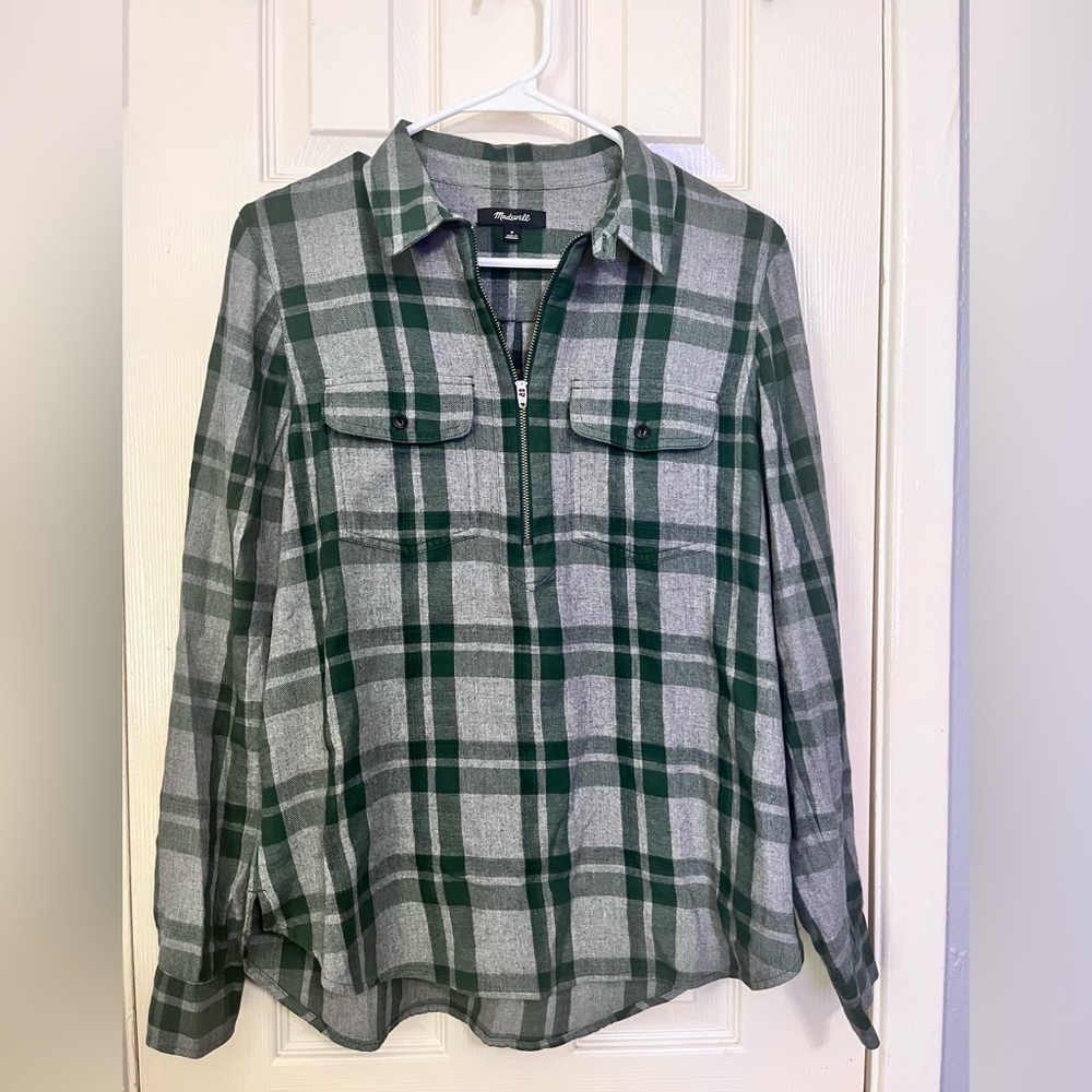Madewell Half Zip Flannel Shirt